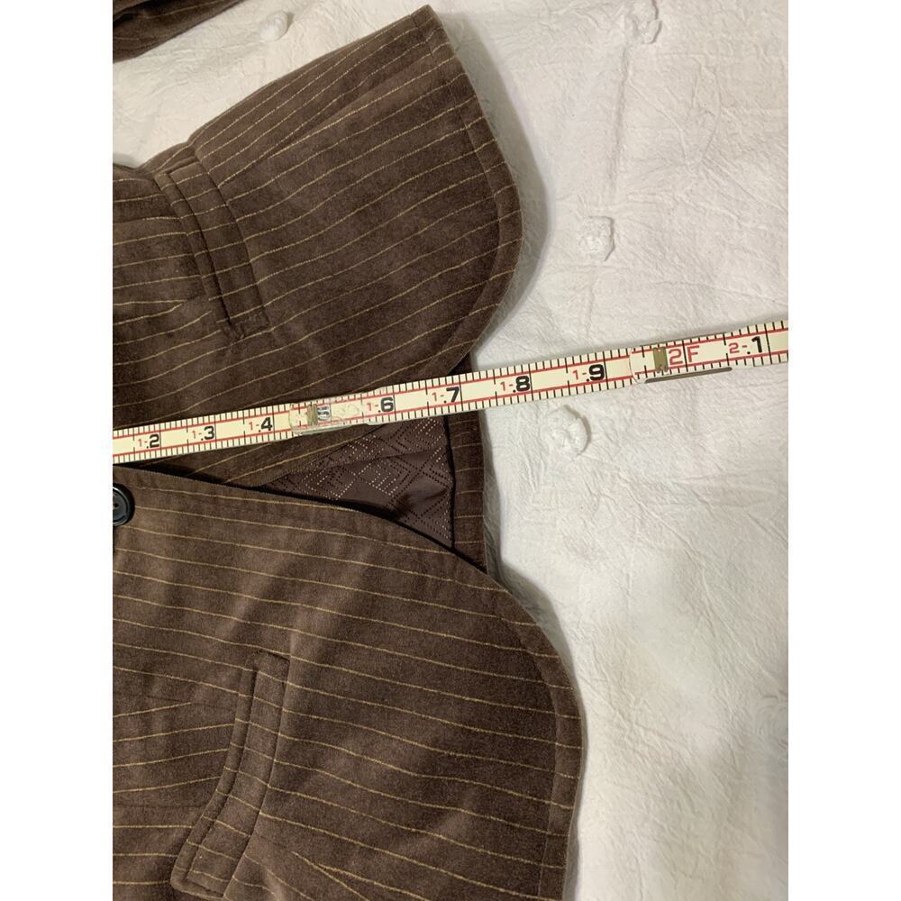 The limited Women's Blazer Brown Pinstripe Velvet Size 2 Single Breasted Y2K - Picture 3 of 10